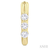 1/3 ctw 3-Stone Round Cut Diamond Fashion Hoop Earring in 14K Yellow Gold